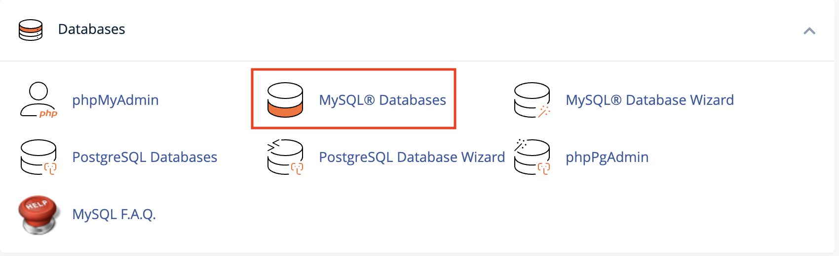 Select database to add user in cPanel