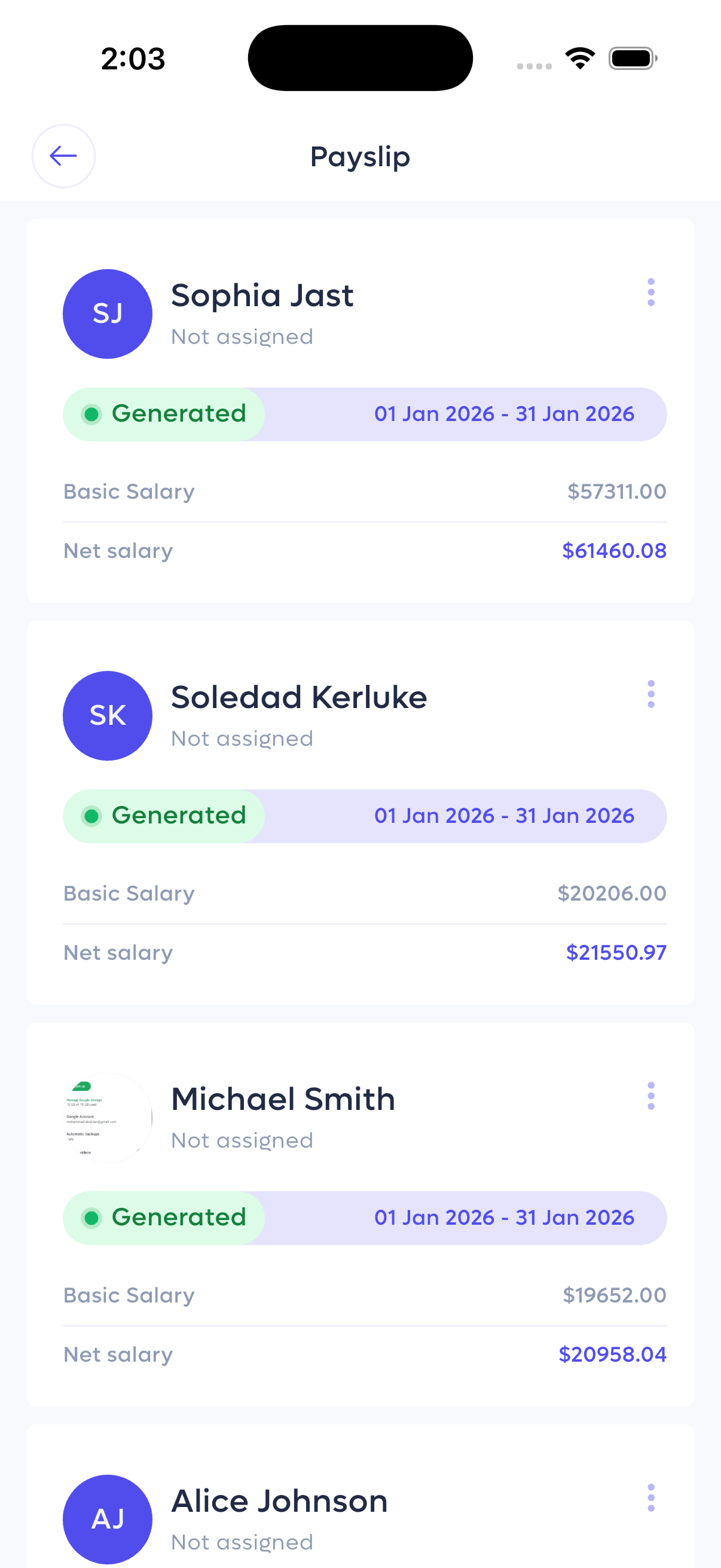 Payslip List