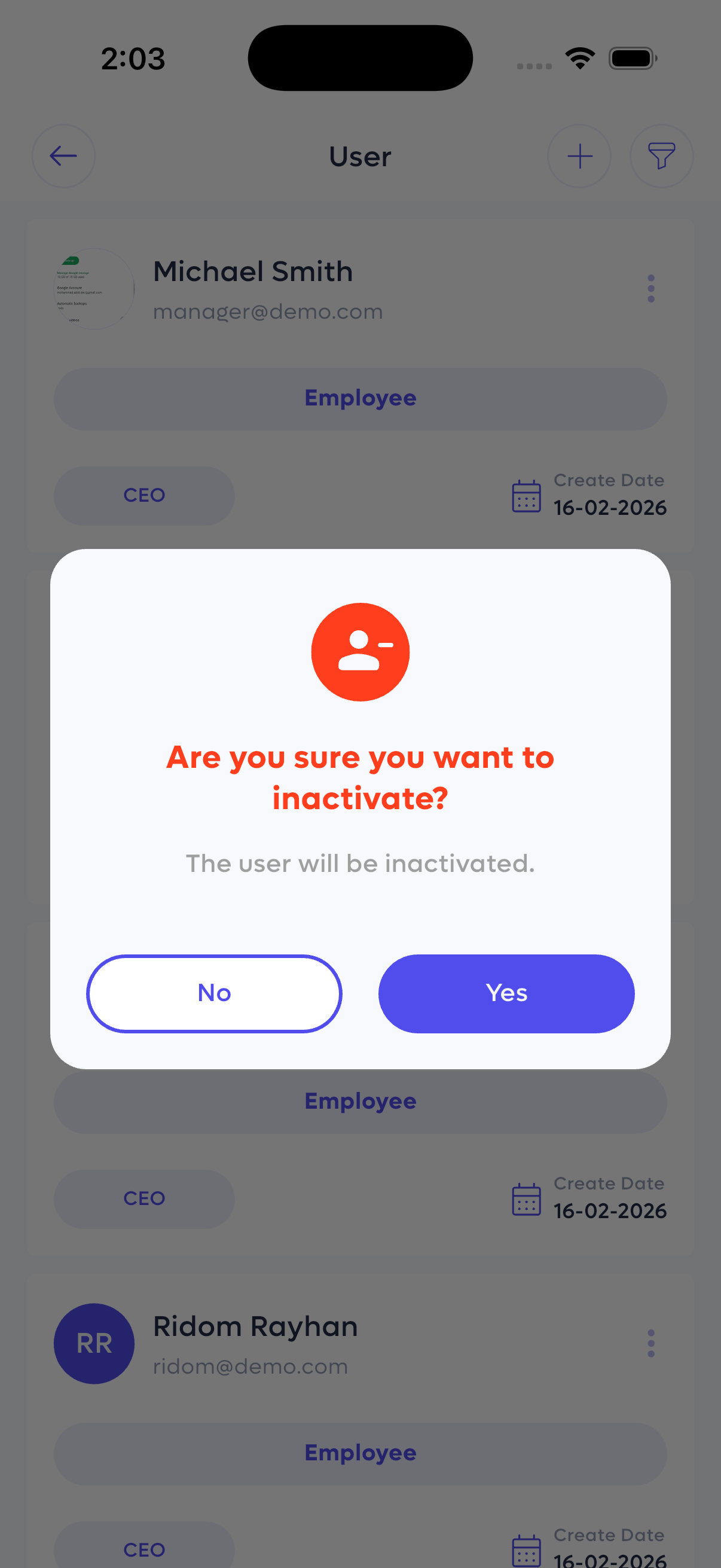 User Status Update