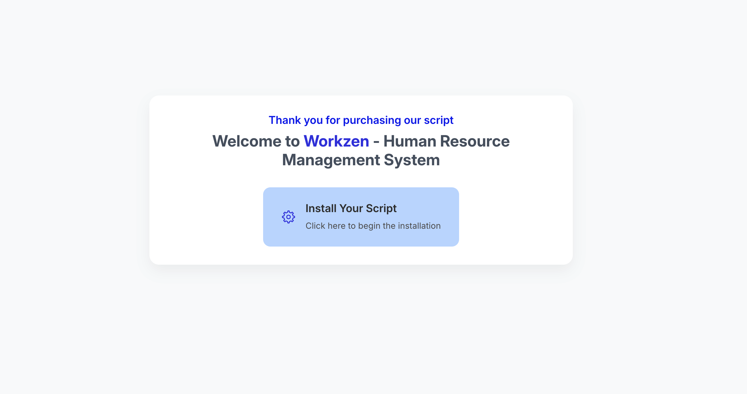Web installer welcome and system requirements