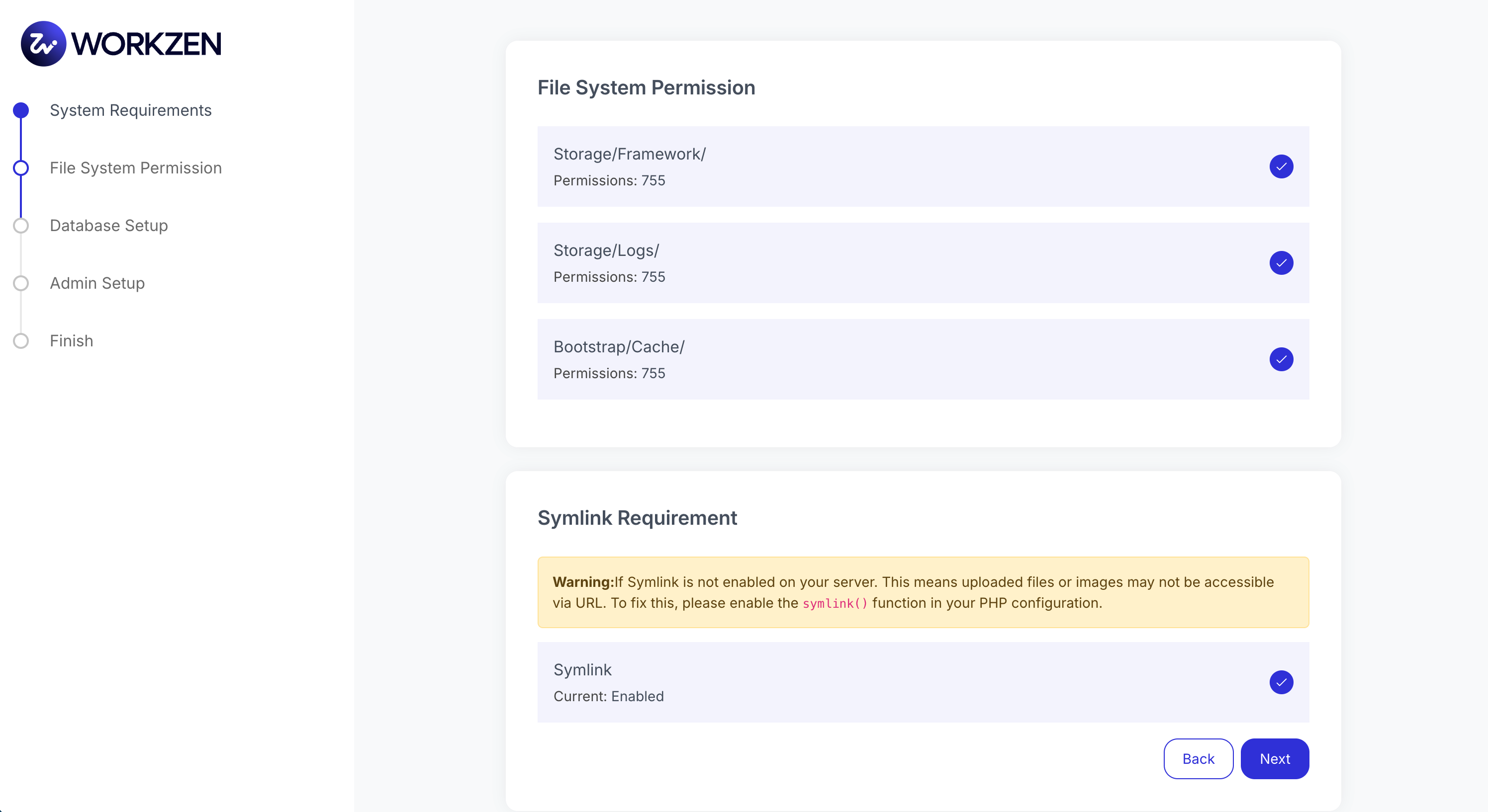 Database setup in web installer