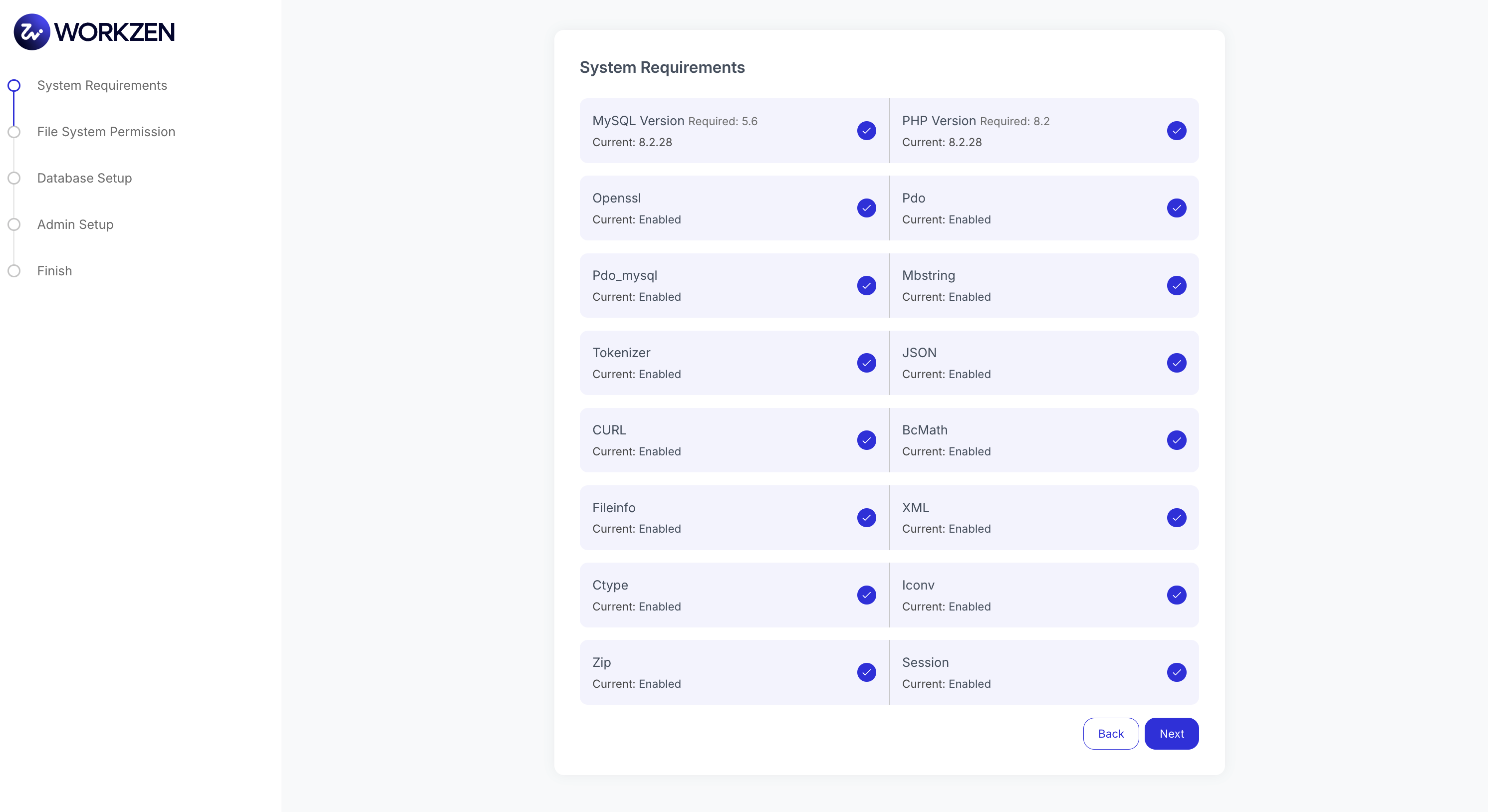 File system permission check in web installer