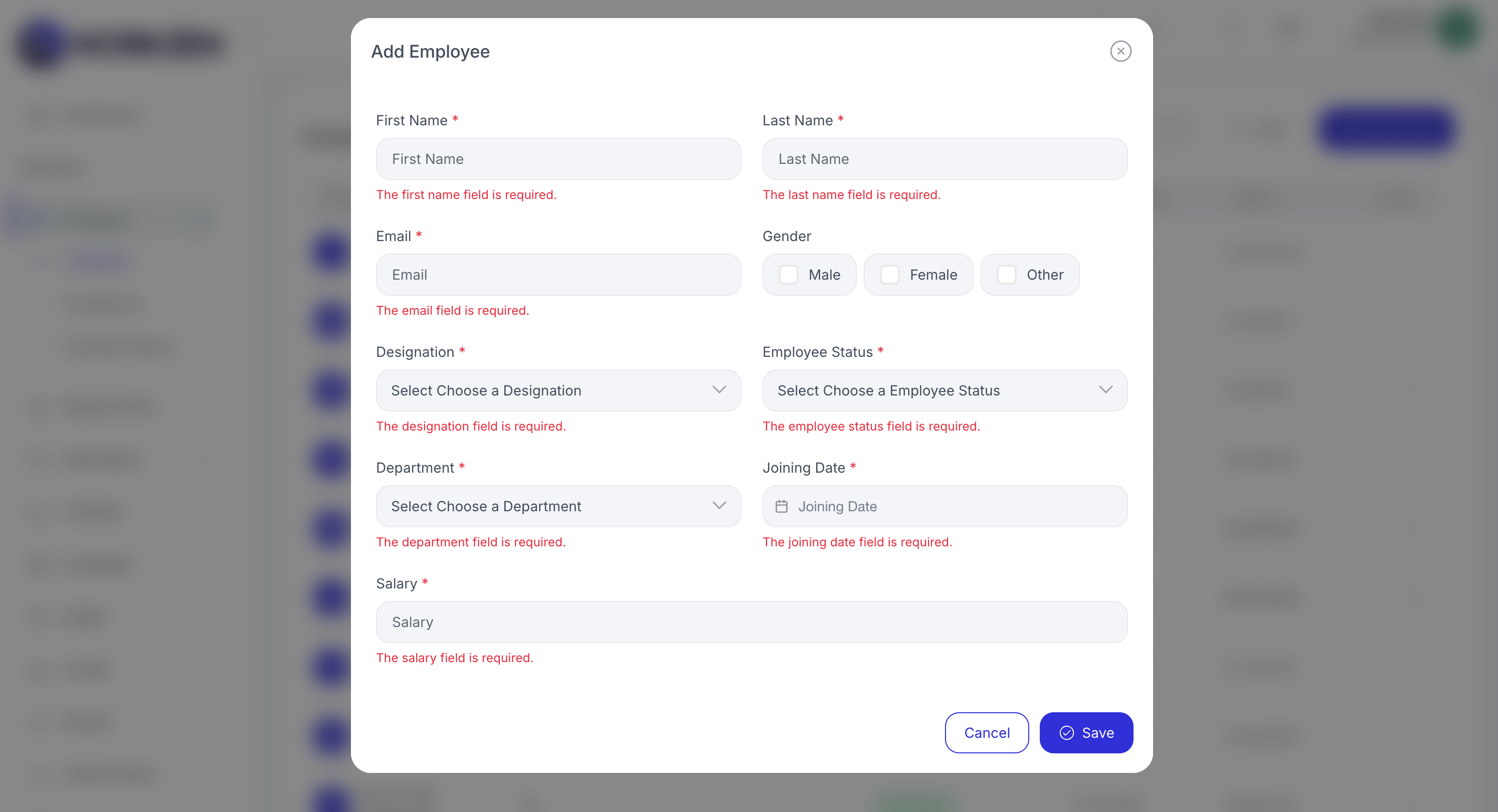 Add employee form