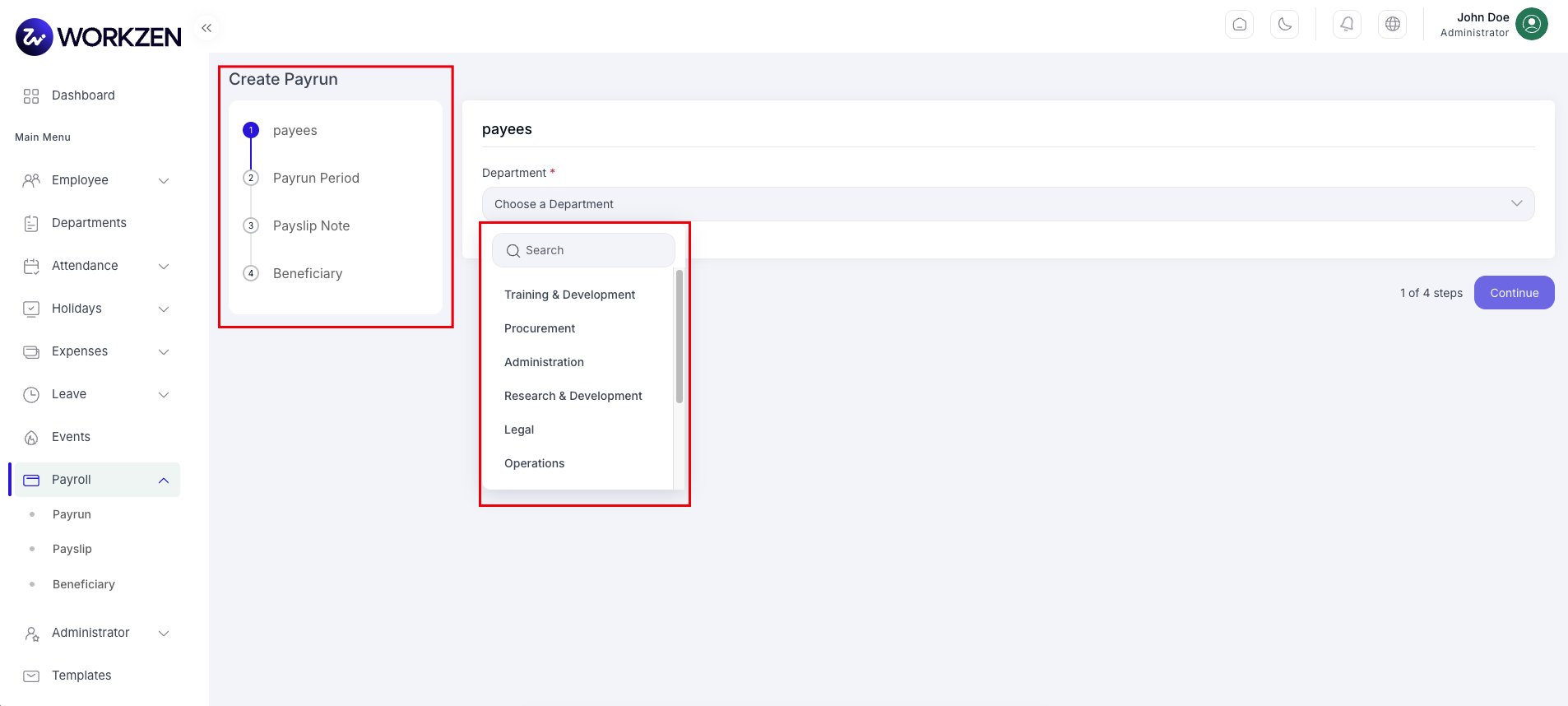 Create custom payrun