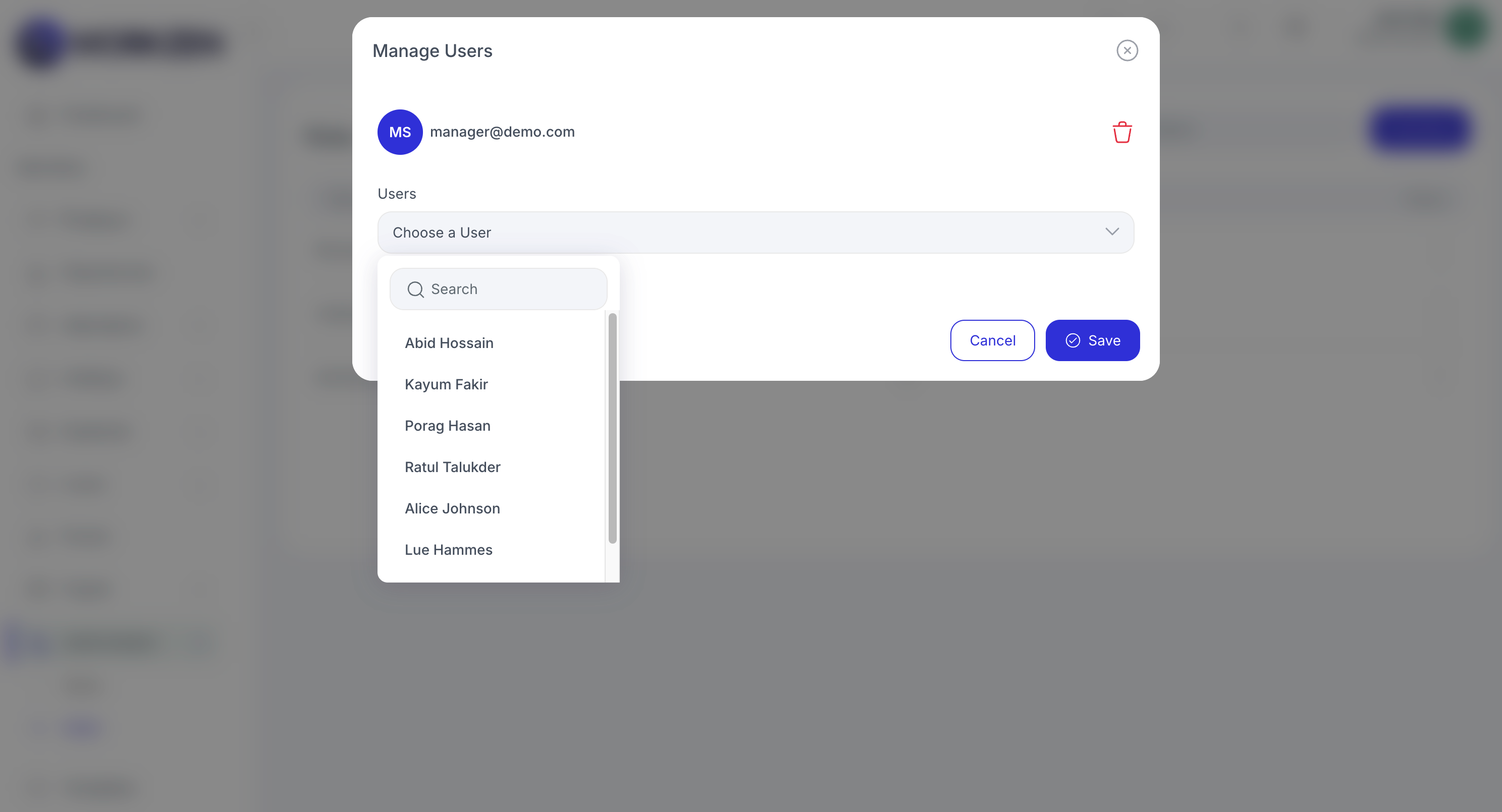 Manage user