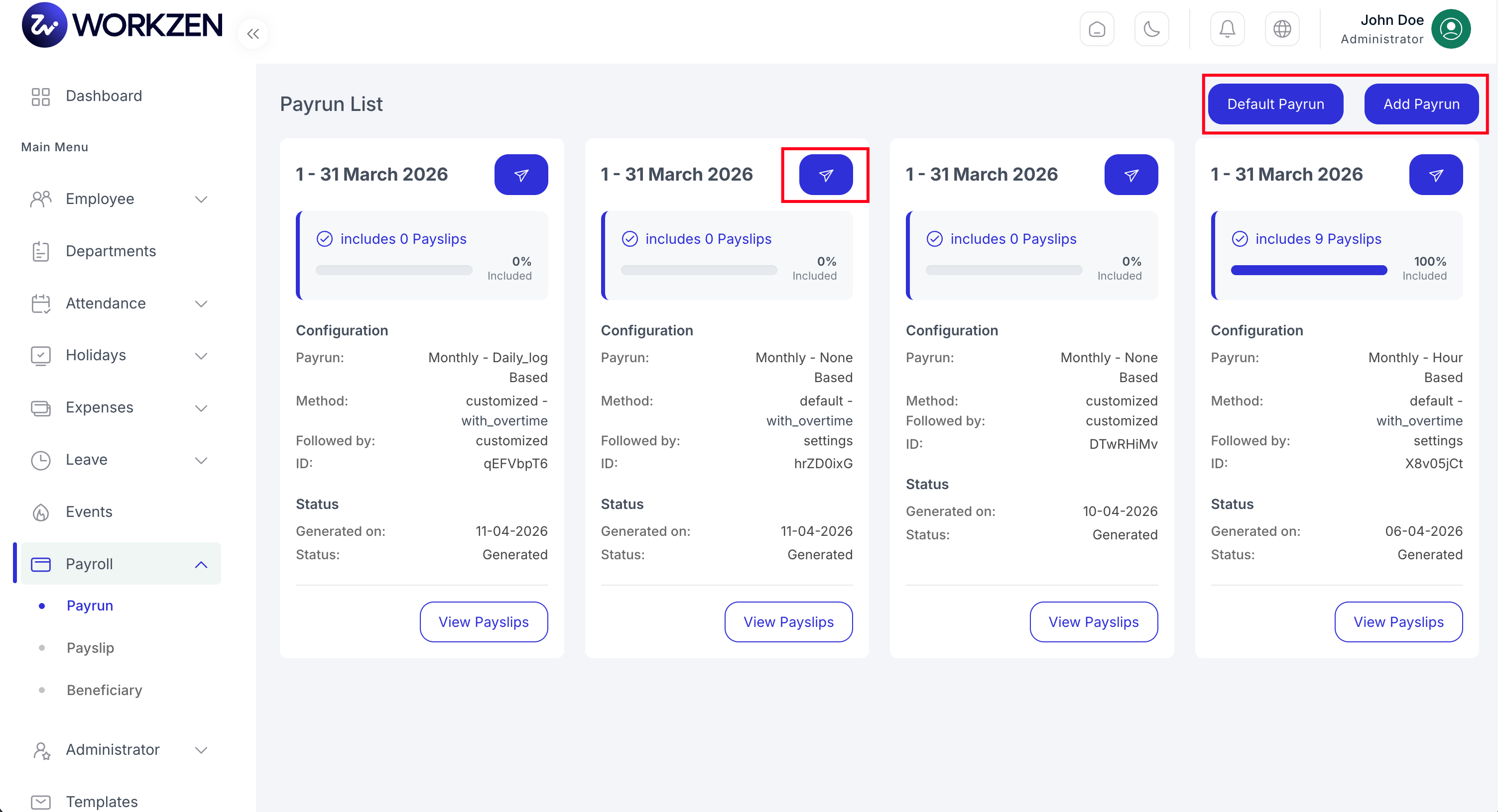 Payrun list