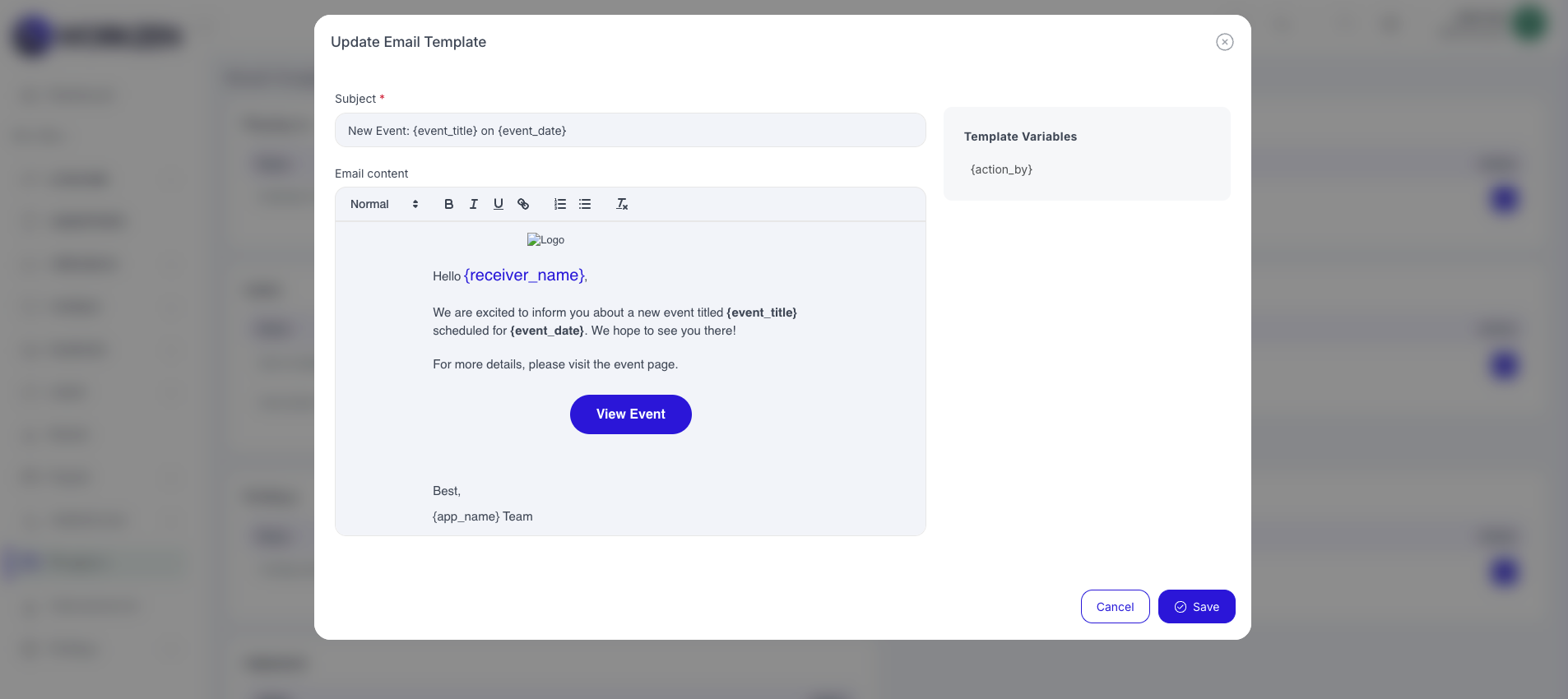 Update email template